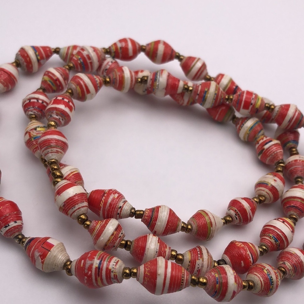 Vintage Retro Paper Beaded Necklace